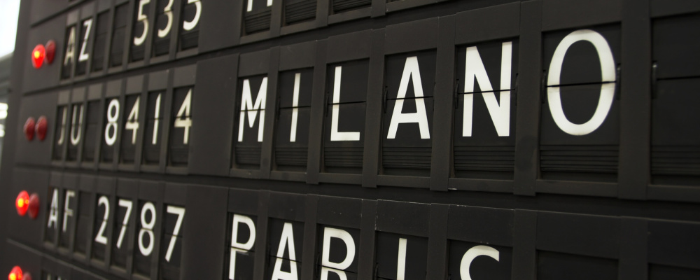 Paris and Milano - airport info board